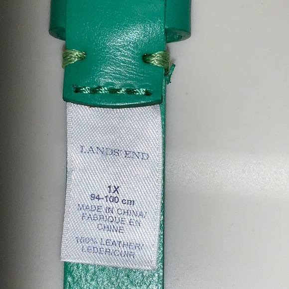 Lands’ End Spring Green Leather Belt 1X 16W, 18W New Without Tags Cut Out Design - Picture 2 of 6